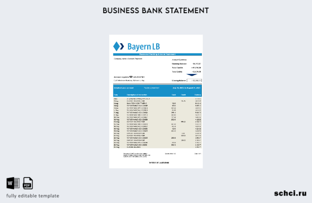 цифровая загрузка Bayerische Landesbank Bank выписка по счету фирмы Шаблон в фор